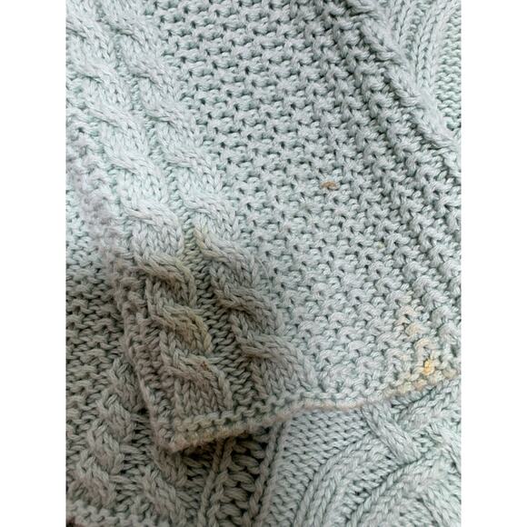 Cottage Corr Women’s Braided Cable Knit Teal Sweater Cowl Neck Sz Small - Picture 7 of 7